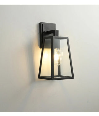Talfryn - Glass Black Caged Bulb Outdoor Wall Light