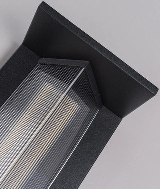 Vannora - Black Modern Patterned Glass Waterproof Outdoor Wall Light