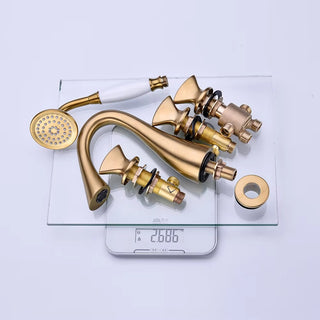 Cyprian - Modern 5 Piece Bathtub Filler Set with Pull Out Handheld Shower