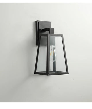 Talfryn - Glass Black Caged Bulb Outdoor Wall Light
