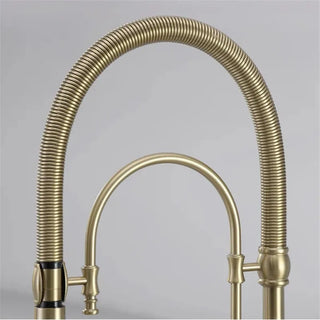 Dorene - Gold Brass Porcelain Pull Down Dual Mixer Kitchen Tap