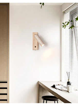 Hellen - Wabi-Sabi Stone Walnut Log Wood Rotatable Wall Light