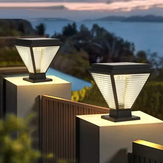 ILona Solar - Modern Minimalist Waterproof Square Prismatic Stainless Steel Glass Light