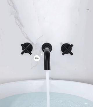 Colina - Modern Brass Double Handle Wall Mounted Basin Tap