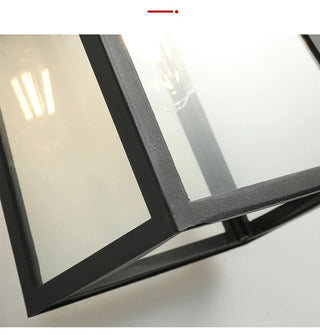 Talfryn - Glass Black Caged Bulb Outdoor Wall Light
