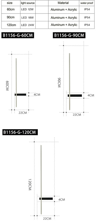 Hazy - Modern Outdoor Wall Light Bar Waterproof IP54