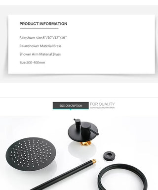 Nicoletta - Modern Brass 8" Rainfall Head Wall Mounted Shower Set