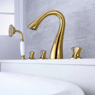 Cyprian - Modern 5 Piece Bathtub Filler Set with Pull Out Handheld Shower