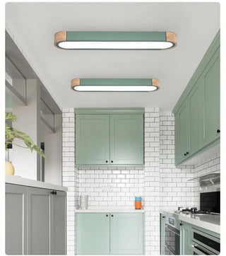 Fiqi - Modern Multicolour Rectangle Nordic Wood Flush Mount Ceiling Light
