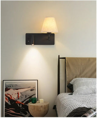 Meda - Modern Fabric Shade Dual Reading Wall Light with USB Charger