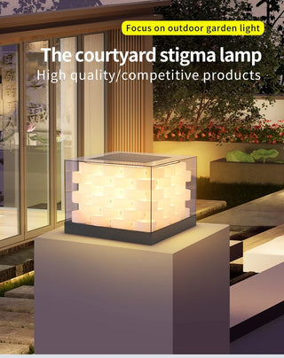 Sibyl - Solar Waterproof Cubed Weave LED Outdoor Post Lights