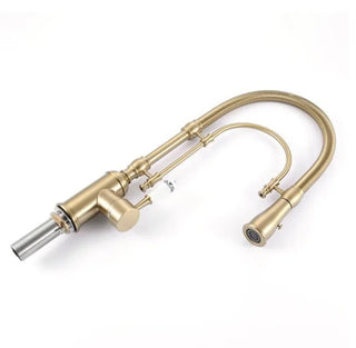 Dorene - Gold Brass Porcelain Pull Down Dual Mixer Kitchen Tap
