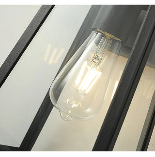 Talfryn - Glass Black Caged Bulb Outdoor Wall Light