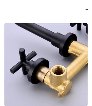 Colina - Modern Brass Double Handle Wall Mounted Basin Tap