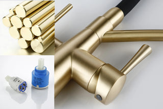 Cinthia - Pull Out Modern Single Hole Double Handle Hot & Cold Mixer Kitchen Tap