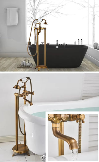 Barnaba - Floor Mounted Bathtub Dual Handle Shower Tap Set