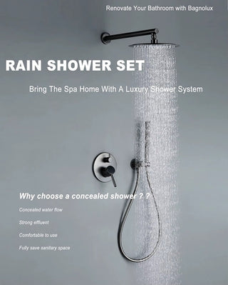 Eustace - Wall Mount Brass Bathroom Shower Set with Rainfall Shower Head