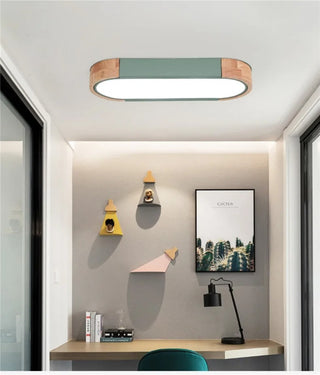 Fiqi - Modern Multicolour Rectangle Nordic Wood Flush Mount Ceiling Light