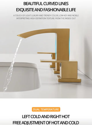 Melodee - Modern Dual Handle Brass Waterfall Basin Mixer Tap