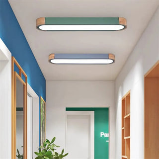 Fiqi - Modern Multicolour Rectangle Nordic Wood Flush Mount Ceiling Light