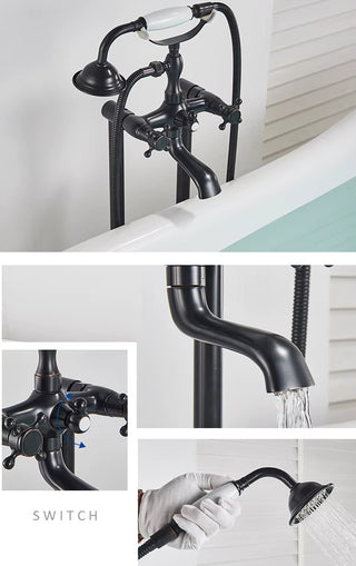 Barnaba - Floor Mounted Bathtub Dual Handle Shower Tap Set
