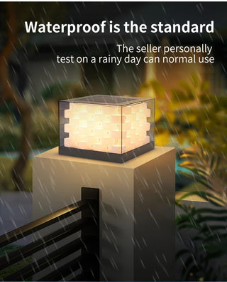 Sibyl - Solar Waterproof Cubed Weave LED Outdoor Post Lights