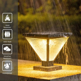 ILona Solar - Modern Minimalist Waterproof Square Prismatic Stainless Steel Glass Light