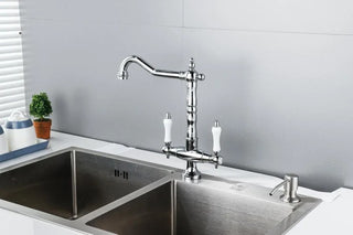 Kain - Dual Handle Antique Brass Kitchen Tap