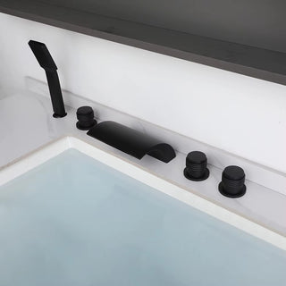 Markos - Modern Bathtub Waterfall Tap Set with Pull Out Shower