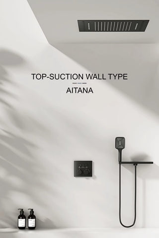 Lazare - Modern Brass Wall Mounted Black Shower System with Thermostatic Controls