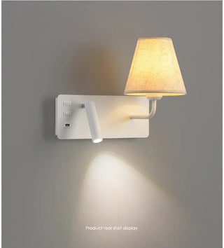 Meda - Modern Fabric Shade Dual Reading Wall Light with USB Charger