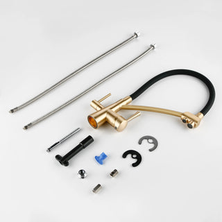 Cinthia - Pull Out Modern Single Hole Double Handle Hot & Cold Mixer Kitchen Tap