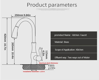 Delpha - Kitchen Single Handle Pull Out Swivel Mixer Tap