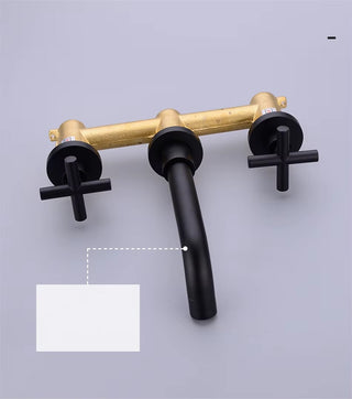 Colina - Modern Brass Double Handle Wall Mounted Basin Tap