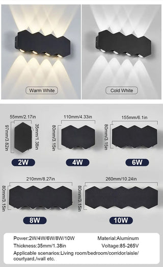 Kenndra - Hex Shaped Up/Down Outdoor Wall Light