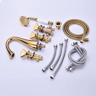 Cyprian - Modern 5 Piece Bathtub Filler Set with Pull Out Handheld Shower