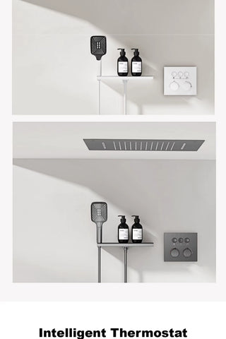 Lazare - Modern Brass Wall Mounted Black Shower System with Thermostatic Controls