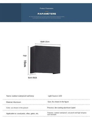 Cicilie - Waterproof Exterior Square Wall Light