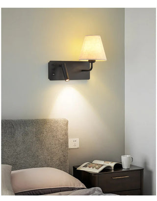 Meda - Modern Fabric Shade Dual Reading Wall Light with USB Charger