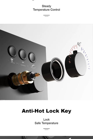 Lazare - Modern Brass Wall Mounted Black Shower System with Thermostatic Controls