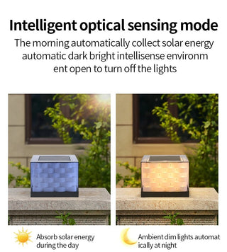 Sibyl - Solar Waterproof Cubed Weave LED Outdoor Post Lights
