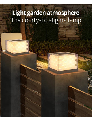 Sibyl - Solar Waterproof Cubed Weave LED Outdoor Post Lights