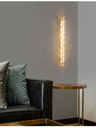 Quentin - Modern Crystal Patterned Glass Gold LED Wall Light