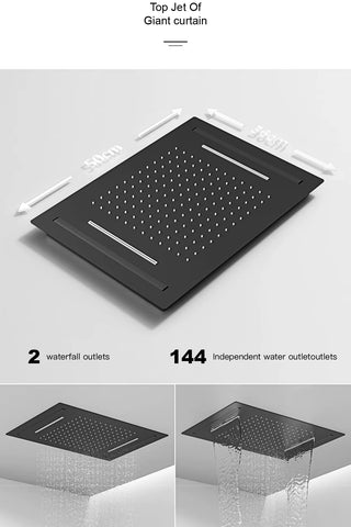 Lazare - Modern Brass Wall Mounted Black Shower System with Thermostatic Controls