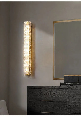 Quentin - Modern Crystal Patterned Glass Gold LED Wall Light