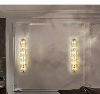 Quentin - Modern Crystal Patterned Glass Gold LED Wall Light