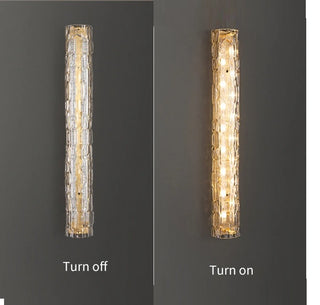 Quentin - Modern Crystal Patterned Glass Gold LED Wall Light