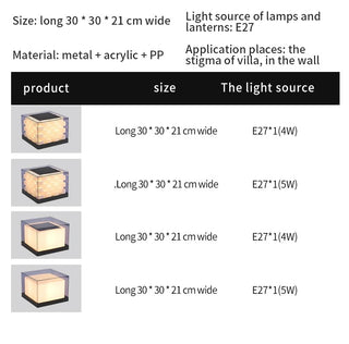 Sibyl - Solar Waterproof Cubed Weave LED Outdoor Post Lights