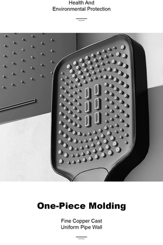 Lazare - Modern Brass Wall Mounted Black Shower System with Thermostatic Controls