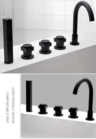 Tymon - Modern Waterfall 5 Piece Bathtub Tap and Shower Set